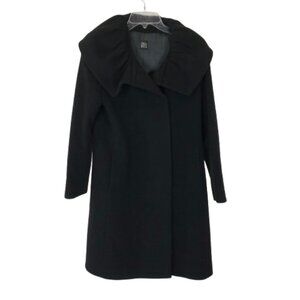 Cinzia Rocca Womens Size 4 Black Wide Collar Wool Angora Blend Designer Coat